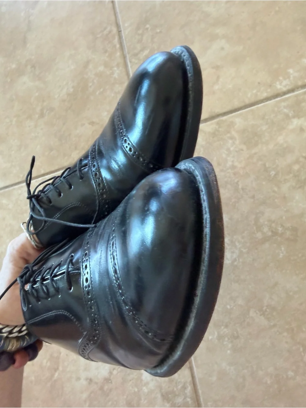 Bostonian Impressions USA Black Leather Brogue Cap Toe Oxfords 9.5